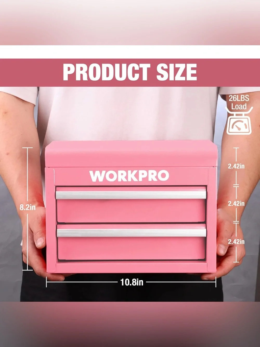 New WORKPRO Metal Mini Tool/Storage Box - Pink Color